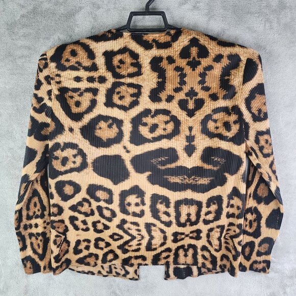 Womens Chicos Collection Leopard Print Pleated & Fringe Cardigan Top Size 2 (L) - Picture 7 of 10